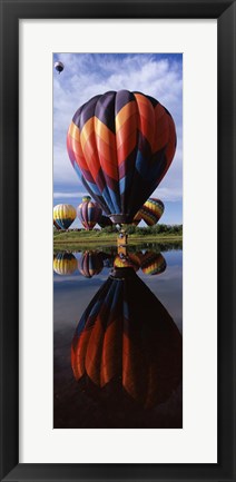 Framed Balloons Reflected in Lake, Hot Air Balloon Rodeo, Steamboat Springs, Routt County, Colorado, USA Print