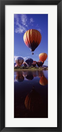 Framed Reflection of Hot Air Balloons, Hot Air Balloon Rodeo, Steamboat Springs, Routt County, Colorado, USA Print