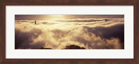 Framed Golden Gate Bridge Peaking through the fog, San Francisco, California Print