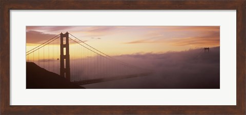 Framed Golden Gate Bridge covered with fog, San Francisco, California Print