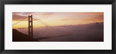 Framed Golden Gate Bridge covered with fog, San Francisco, California Print