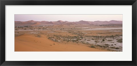 Framed Panoramic view of sand dunes viewed from Big Daddy Dune, Sossusvlei, Namib Desert, Namibia Print