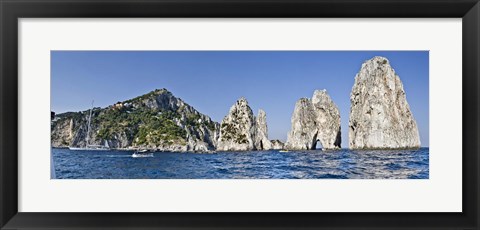 Framed Rock formations in the sea, Faraglioni, Capri, Naples, Campania, Italy Print