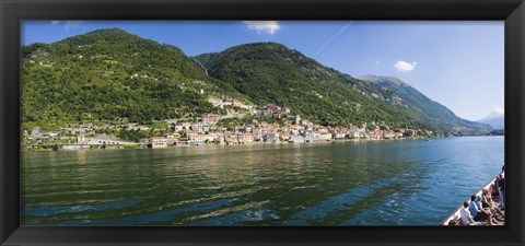 Framed Town at the waterfront, Sala Comacina, Lake Como, Como, Lombardy, Italy Print