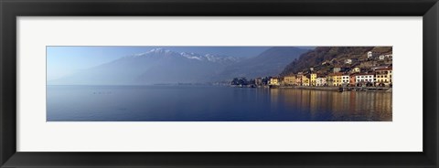 Framed Town at the waterfront, Domaso, Lake Como, Como, Lombardy, Italy Print