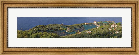 Framed Aerial view of a town, Villa Angelina, Massa Lubrense, Campania, Italy Print