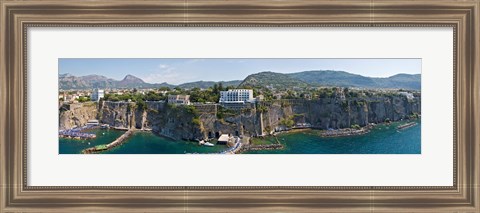 Framed Town on a cliff, Sorrento, Naples, Campania, Italy Print