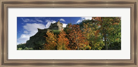Framed Castle viewed through a garden, Edinburgh Castle, Edinburgh, Scotland Print