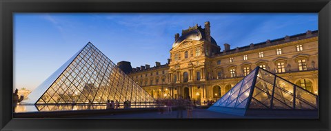 Framed Pyramids in front of a museum, Louvre Pyramid, Musee Du Louvre, Paris, Ile-de-France, France Print