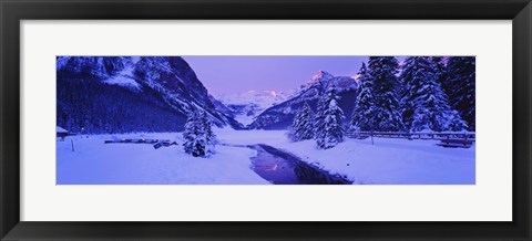 Framed Lake in winter with mountains in the background, Lake Louise, Banff National Park, Alberta, Canada Print