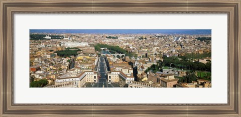 Framed Overview of the historic centre of Rome from the dome of St. Peter&#39;s Basilica, Vatican City, Rome, Lazio, Italy Print