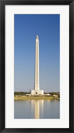 Framed Reflection of a monument in the pool, San Jacinto Monument, Texas, USA Print