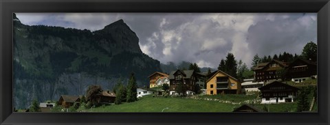 Framed Buildings in a village, Engelberg, Obwalden Canton, Switzerland Print