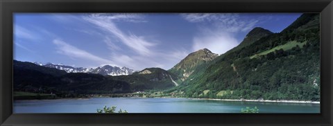 Framed Mountains at the lakeside, Lungerersee, Lungern, Obwalden Canton, Switzerland Print