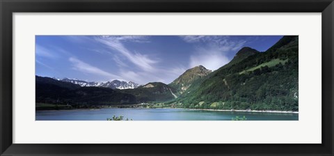 Framed Mountains at the lakeside, Lungerersee, Lungern, Obwalden Canton, Switzerland Print