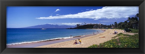 Framed Tourists on the beach, Maui, Hawaii, USA Print