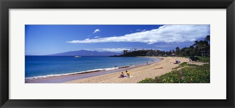 Framed Tourists on the beach, Maui, Hawaii, USA Print