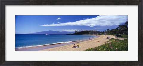 Framed Tourists on the beach, Maui, Hawaii, USA Print