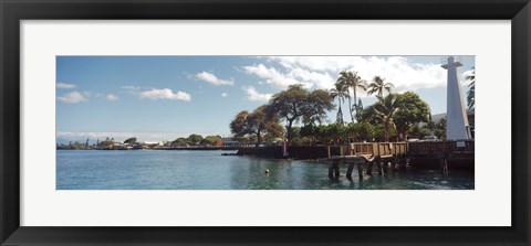 Framed Lighthouse at a pier, Lahaina, Maui, Hawaii, USA Print