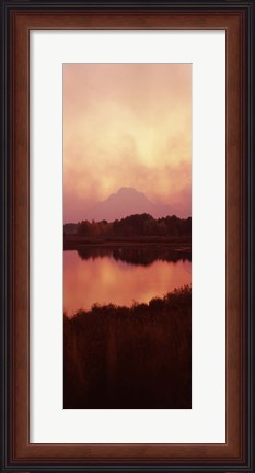 Framed Reflection of a mountain in a river, Oxbow Bend, Snake River, Grand Teton National Park, Teton County, Wyoming, USA Print