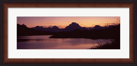 Framed River passing by a mountain range, Oxbow Bend, Snake River, Grand Teton National Park, Teton County, Wyoming, USA Print