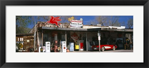 Framed Store with a gas station on the roadside, Route 66, Hackberry, Arizona Print