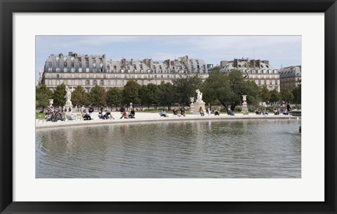 Framed Tourists in a garden, Jardin de Tuileries, Musee Du Louvre, Rue de Rivoli, Paris, Ile-de-France, France Print