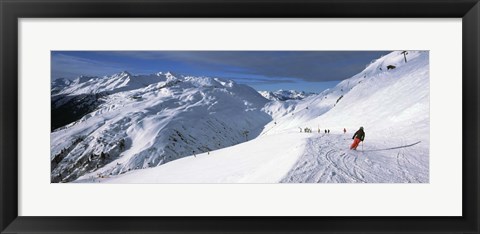 Framed Tourists skiing in a ski resort, Sankt Anton am Arlberg, Tyrol, Austria Print