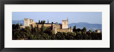 Framed Palace viewed from Albayzin, Alhambra, Granada, Granada Province, Andalusia, Spain Print