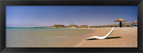 Framed Chaise longue on the beach, Soma Bay, Hurghada, Egypt Print