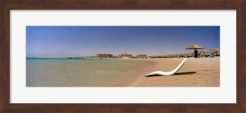 Framed Chaise longue on the beach, Soma Bay, Hurghada, Egypt Print