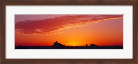 Framed Silhouette of rock formations in a desert, White Desert, Farafra Oasis, Egypt Print