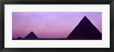 Framed Silhouette of pyramids at dusk, Giza, Egypt Print