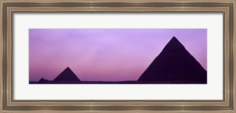 Framed Silhouette of pyramids at dusk, Giza, Egypt Print