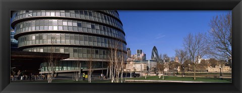 Framed Buildings in a city, Sir Norman Foster Building, London, England Print