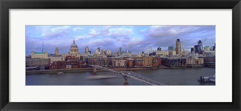 Framed Bridge across a river, London Millennium Footbridge, St. Paul&#39;s Cathedral, London, England 2008 Print