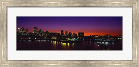 Framed City lit up at dusk, Montreal, Quebec, Canada 2010 Print