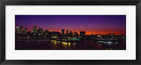 Framed City lit up at dusk, Montreal, Quebec, Canada 2010 Print