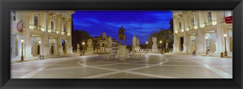 Framed Marcus Aurelius Statue at a town square, Piazza del Campidoglio, Capitoline Hill, Rome, Italy Print