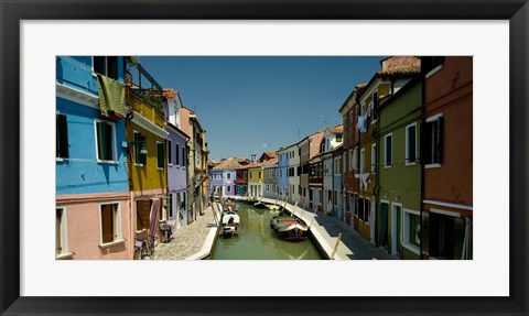 Framed Boats in a canal, Grand Canal, Burano, Venice, Italy Print