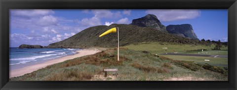 Framed Airstrip on the beach, Blinky Beach, Lord Howe Island, New South Wales, Australia Print