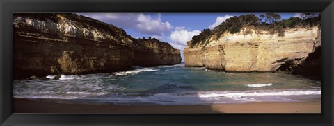 Framed Rock formations in the ocean, Loch Ard Gorge, Port Campbell National Park, Great Ocean Road, Victoria, Australia Print