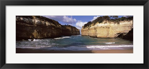 Framed Rock formations in the ocean, Loch Ard Gorge, Port Campbell National Park, Great Ocean Road, Victoria, Australia Print