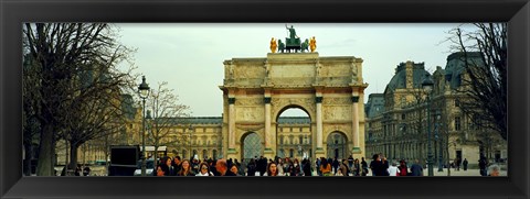 Framed Tourists near a triumphal arch, Arc De Triomphe Du Carrousel, Musee Du Louvre, Paris, Ile-de-France, France Print