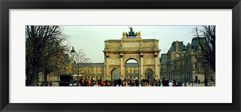 Framed Tourists near a triumphal arch, Arc De Triomphe Du Carrousel, Musee Du Louvre, Paris, Ile-de-France, France Print