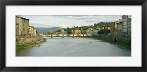 Framed Bridge across a river, Ponte Alle Grazie, Arno River, Florence, Tuscany, Italy Print