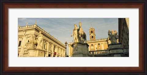 Framed Low angle view of a statues in front of a building, Piazza Del Campidoglio, Palazzo Senatorio, Rome, Italy Print