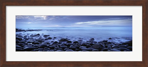 Framed Beach at dusk, Westward Ho, North Devon, Devon, England Print