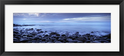 Framed Beach at dusk, Westward Ho, North Devon, Devon, England Print