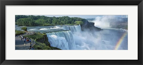 Framed Tourists at a waterfall, Niagara Falls, Niagara River, Niagara County, New York State, USA Print